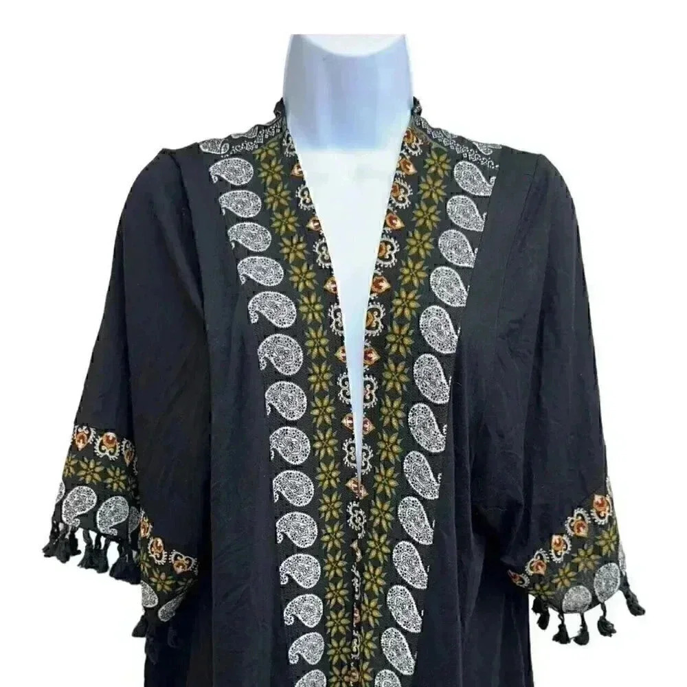 Anthropologie's W5 cover up Black Open Front women's size Medium